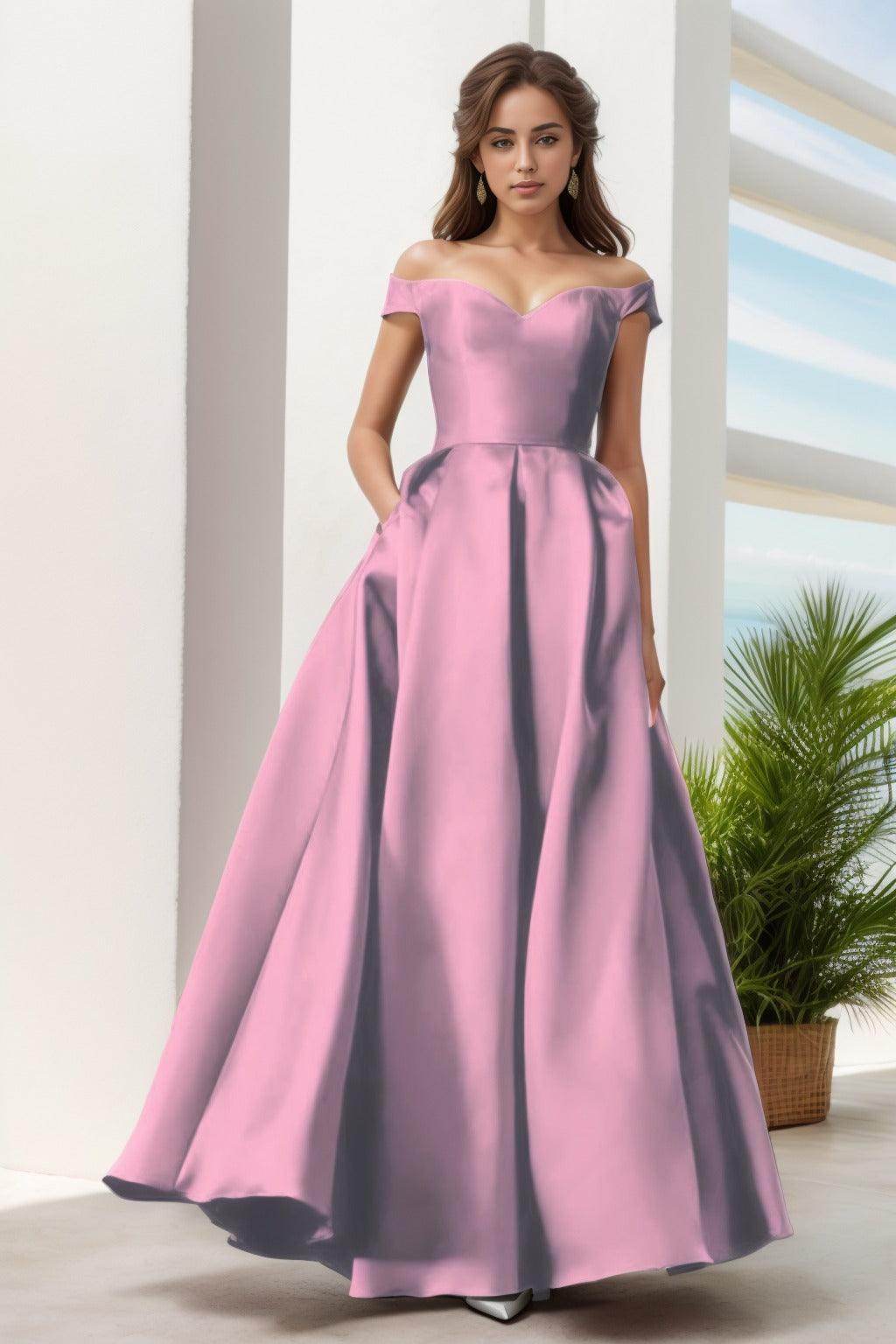 A-Line Floor Length Satin Prom Dress CS0408