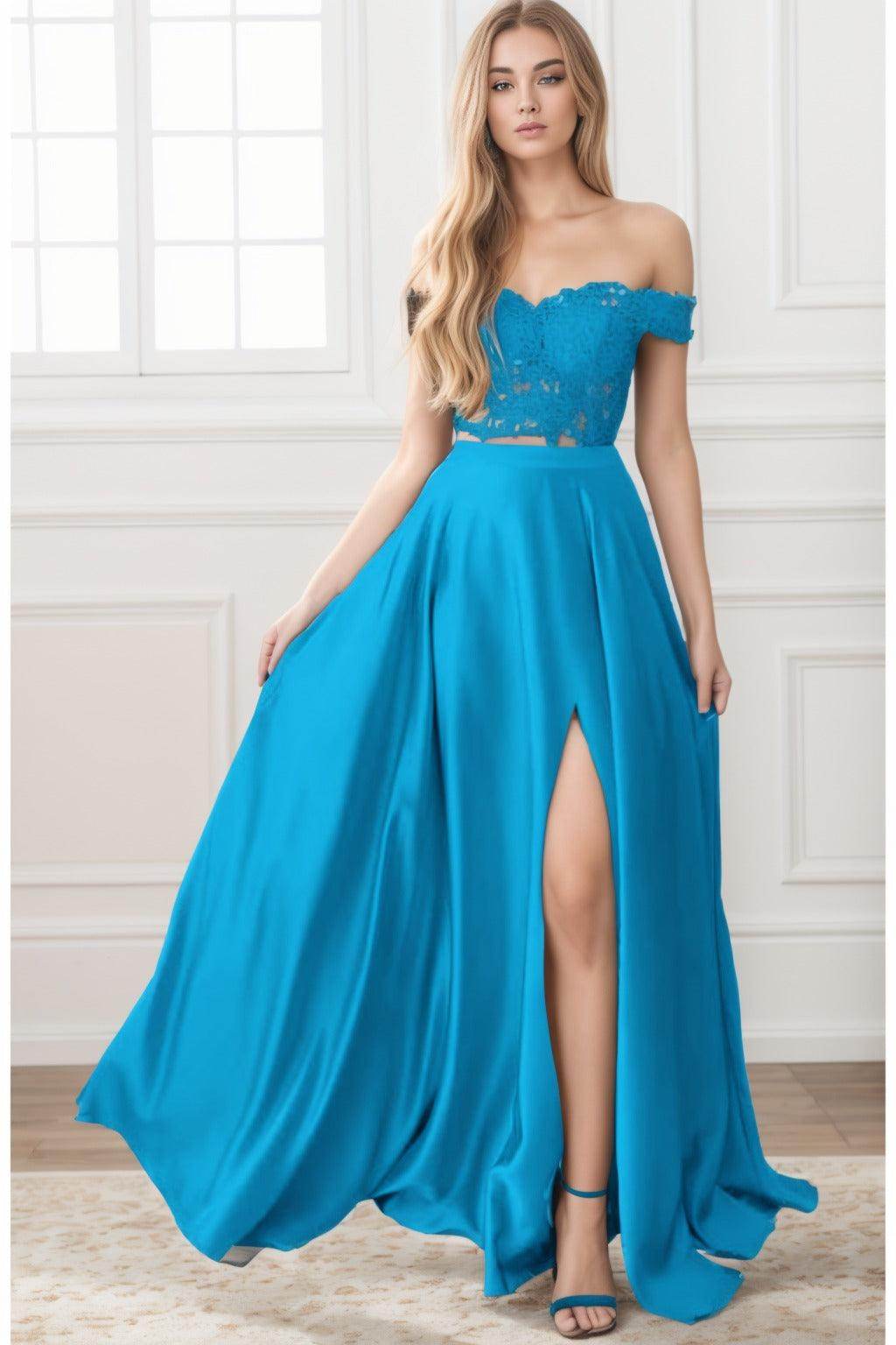 A-Line Sweep-Brush Train Elastic Satin Prom Dress CS0414