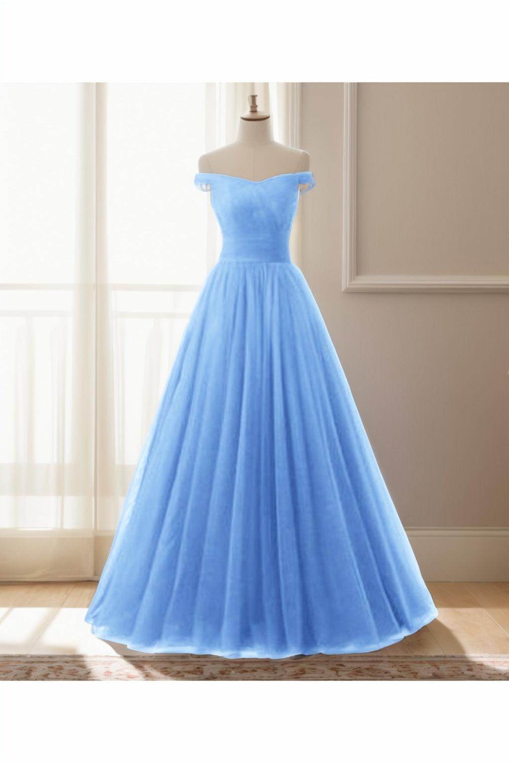 A-Line Floor Length Tulle Prom Dress CS0459