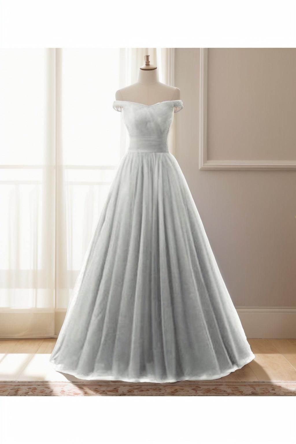 A-Line Floor Length Tulle Prom Dress CS0459