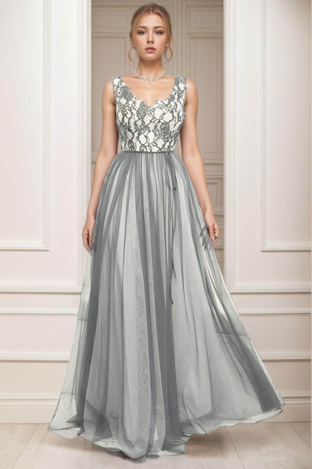 A-Line Sweep-Brush Train Tulle Prom Dress CS0466
