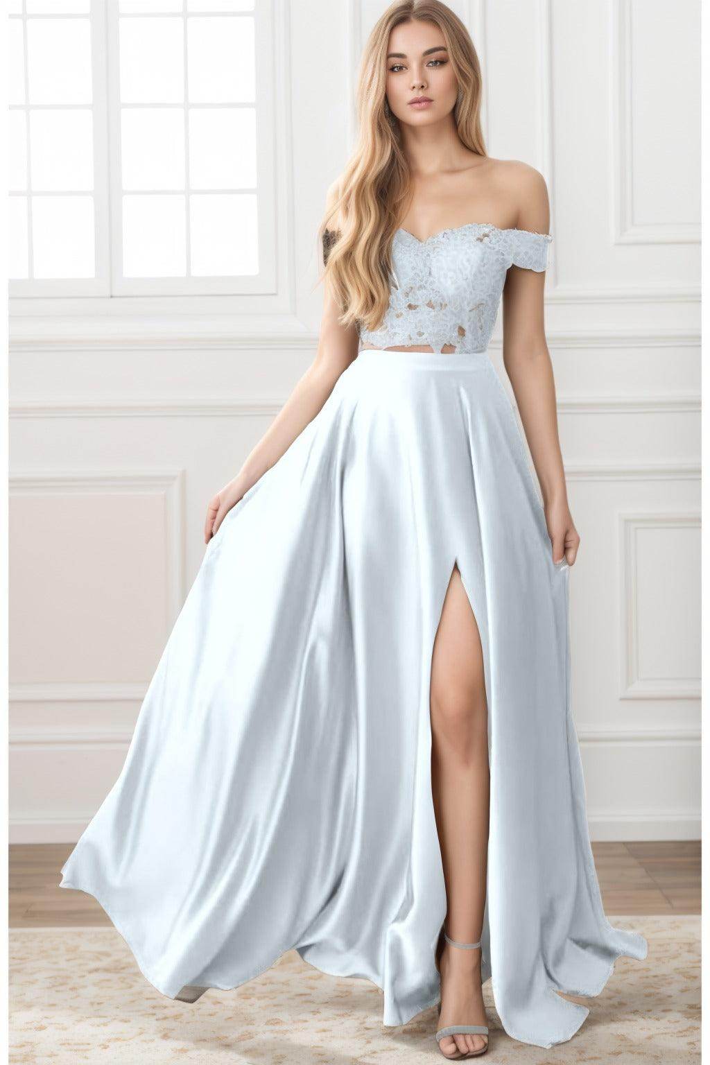 A-Line Sweep-Brush Train Elastic Satin Prom Dress CS0414