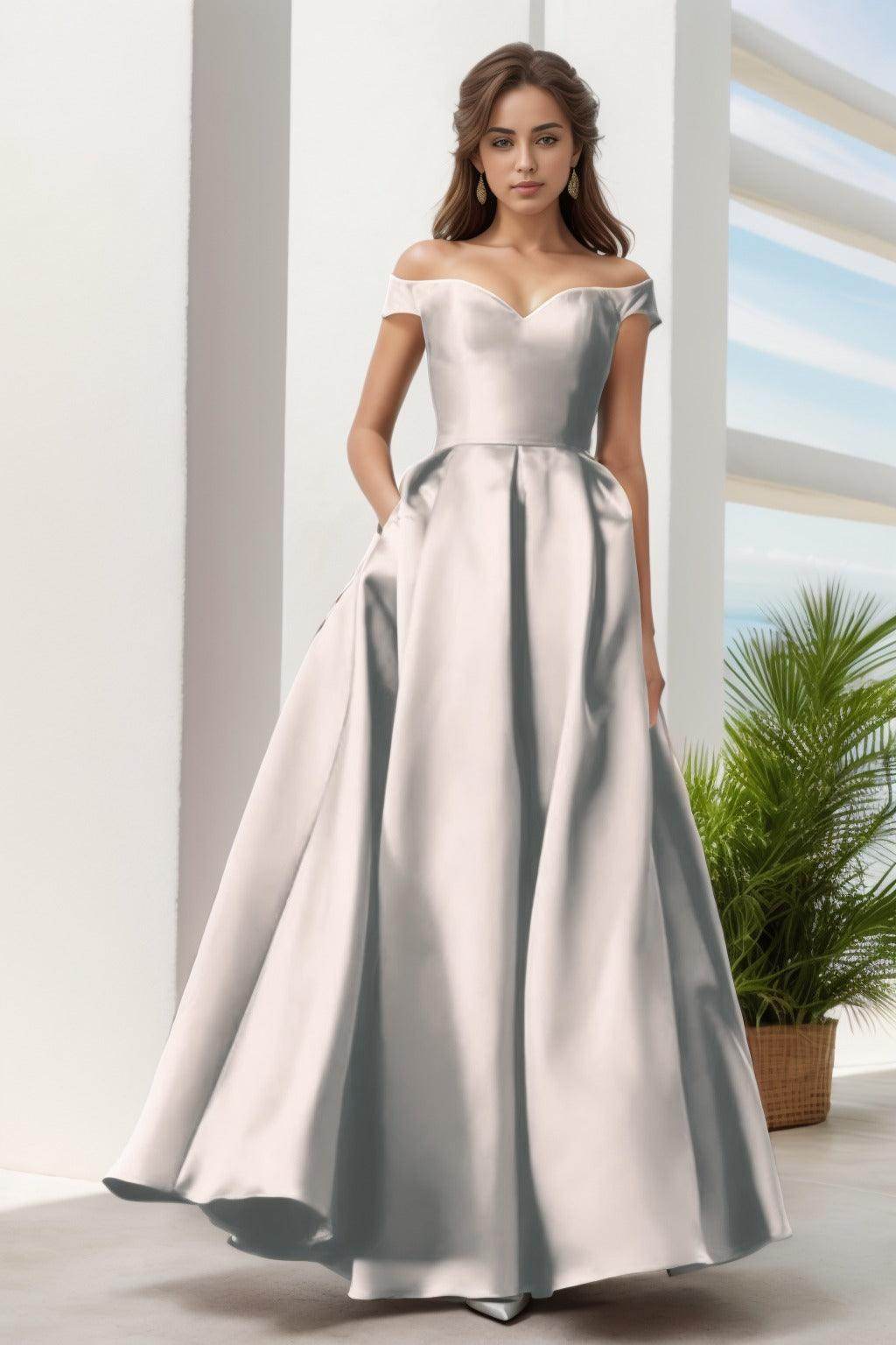 A-Line Floor Length Satin Prom Dress CS0408