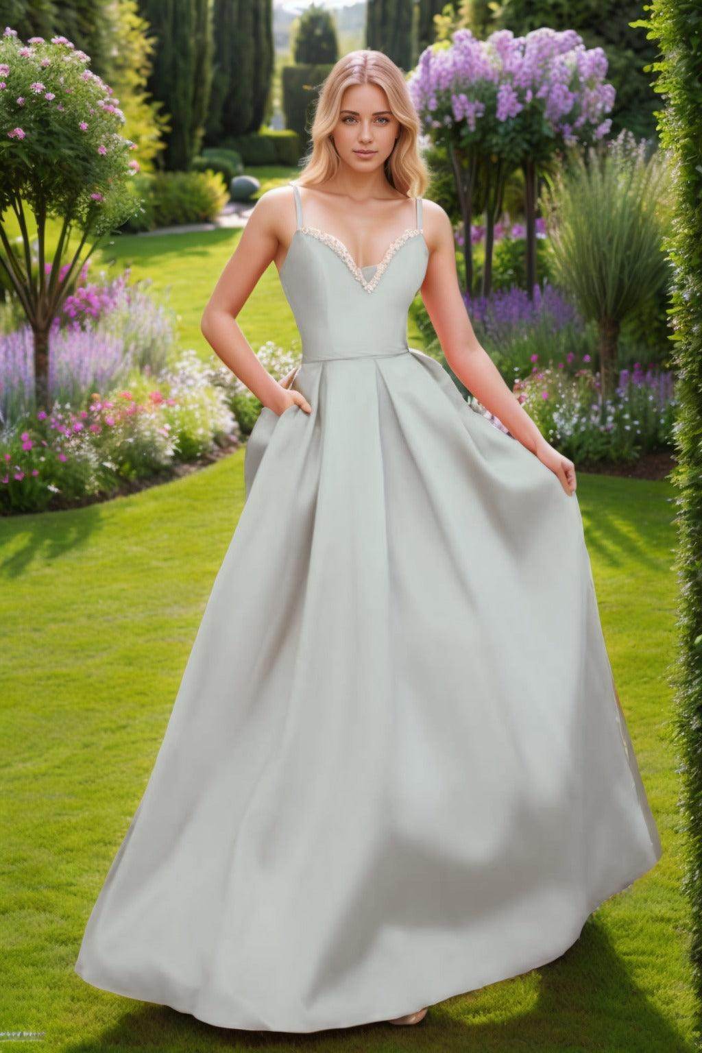 A-Line Floor Length Satin Prom Dress CS0451