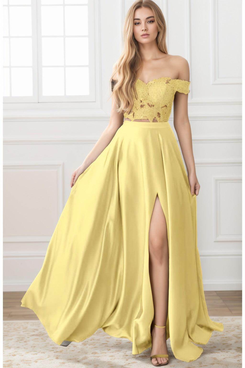 A-Line Sweep-Brush Train Elastic Satin Prom Dress CS0414