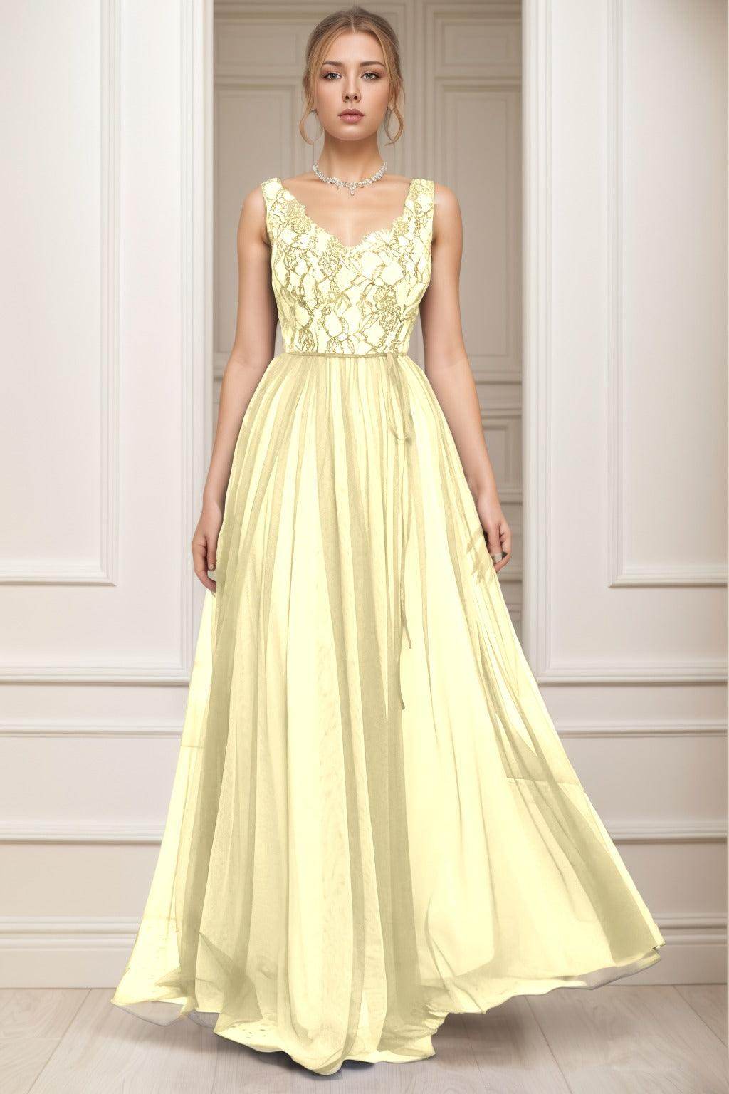 A-Line Sweep-Brush Train Tulle Prom Dress CS0466