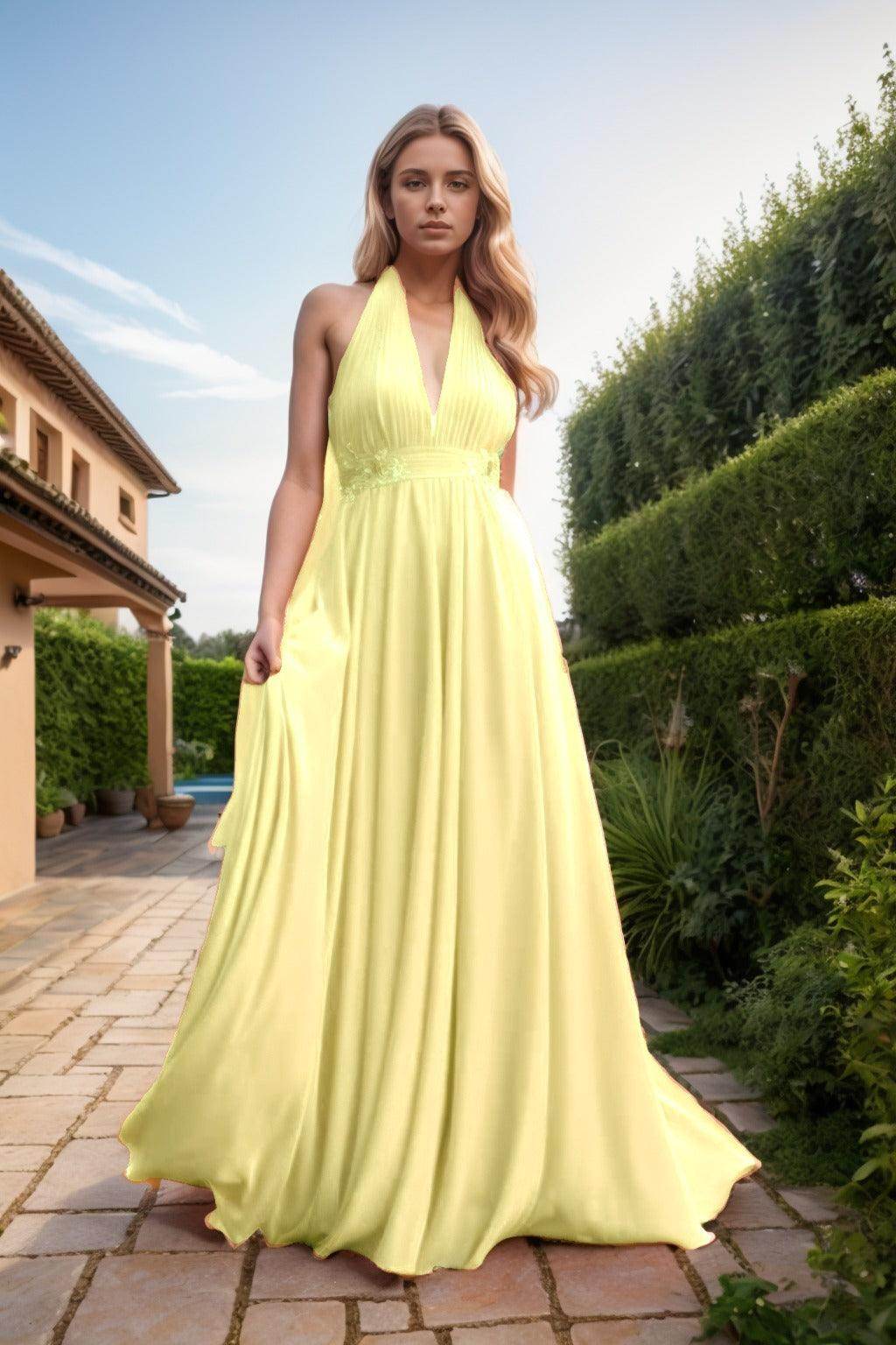 A-Line Sweep-Brush Train Chiffon Prom Dress CS0457