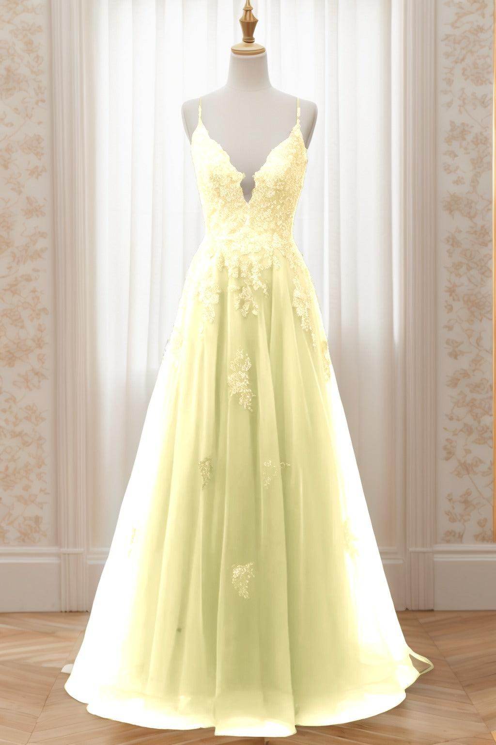 A-Line Sweep-Brush Train Tulle Prom Dress CS0463