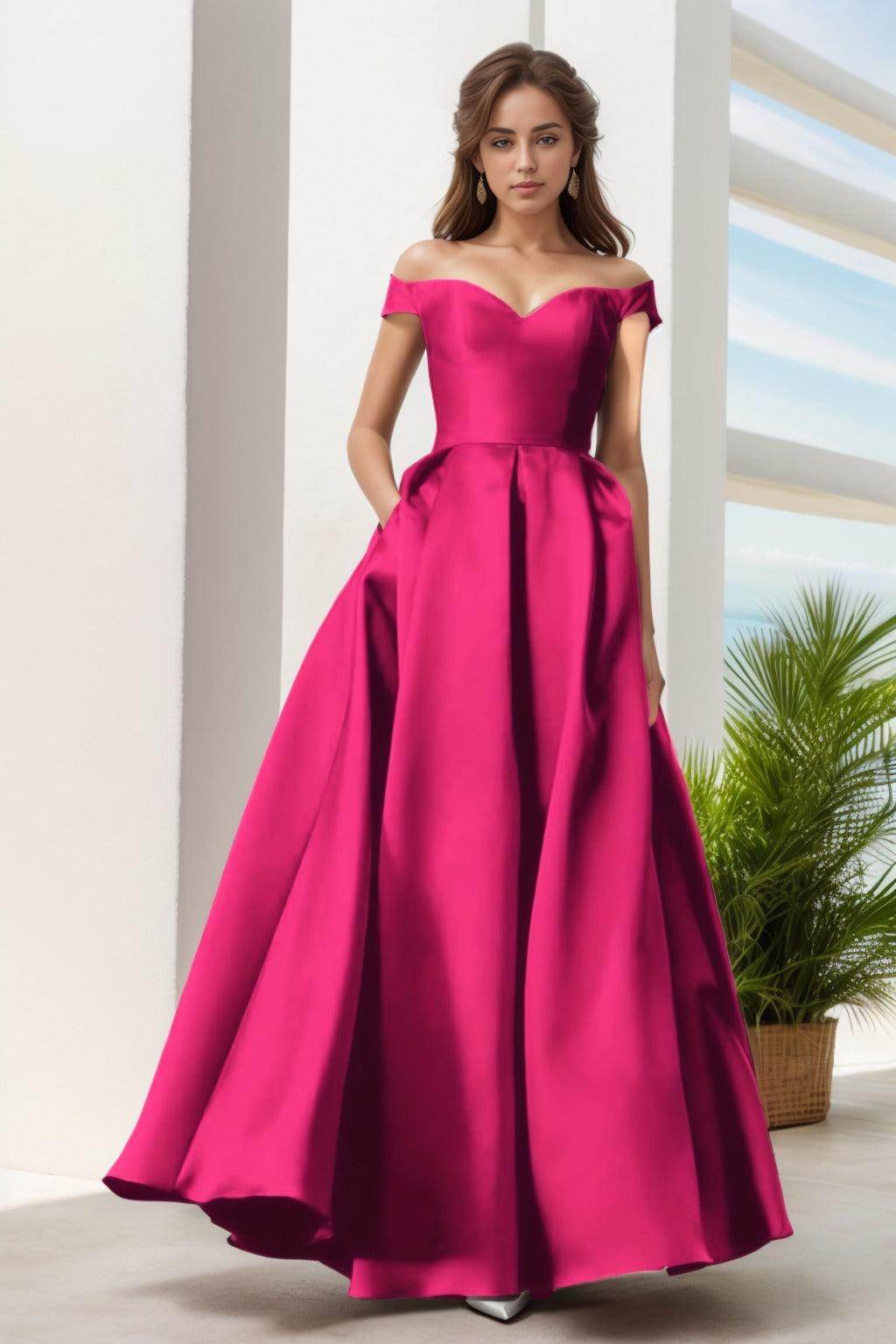 A-Line Floor Length Satin Prom Dress CS0408