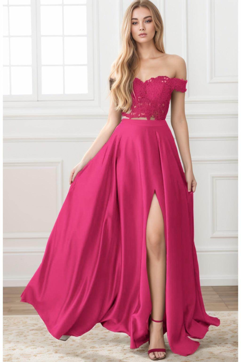 A-Line Sweep-Brush Train Elastic Satin Prom Dress CS0414