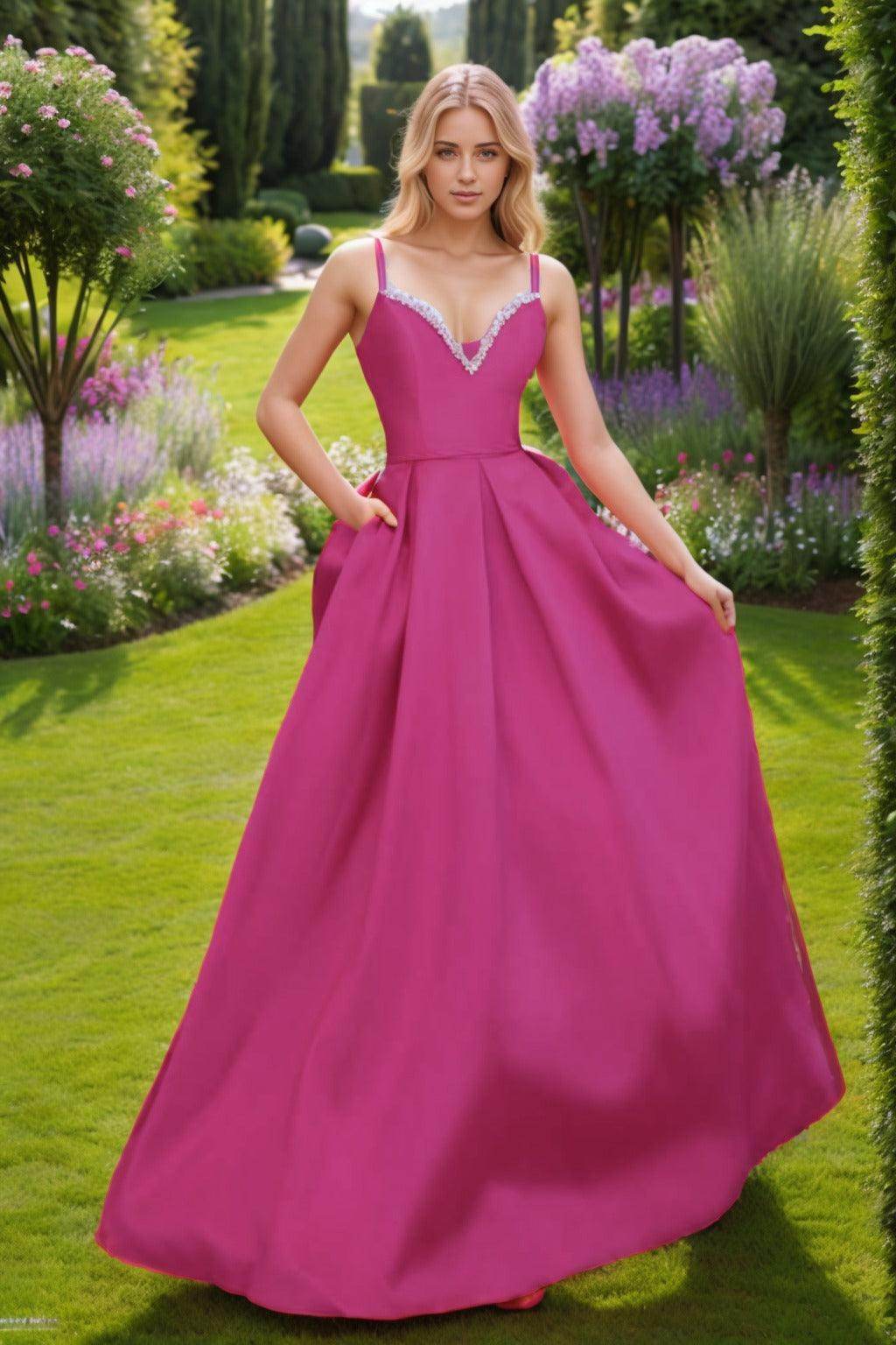A-Line Floor Length Satin Prom Dress CS0451