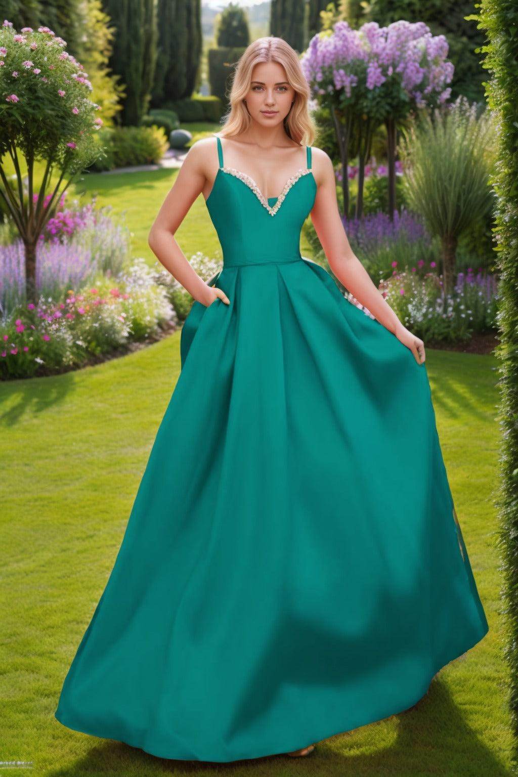 A-Line Floor Length Satin Prom Dress CS0451