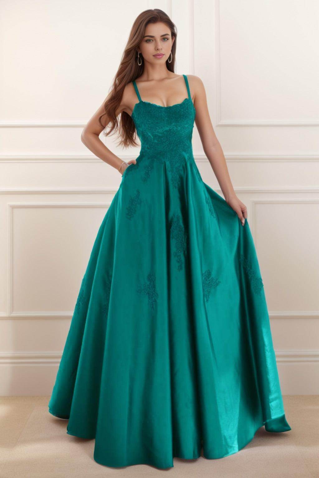 A-Line Floor Length Satin Prom Dress CS0458