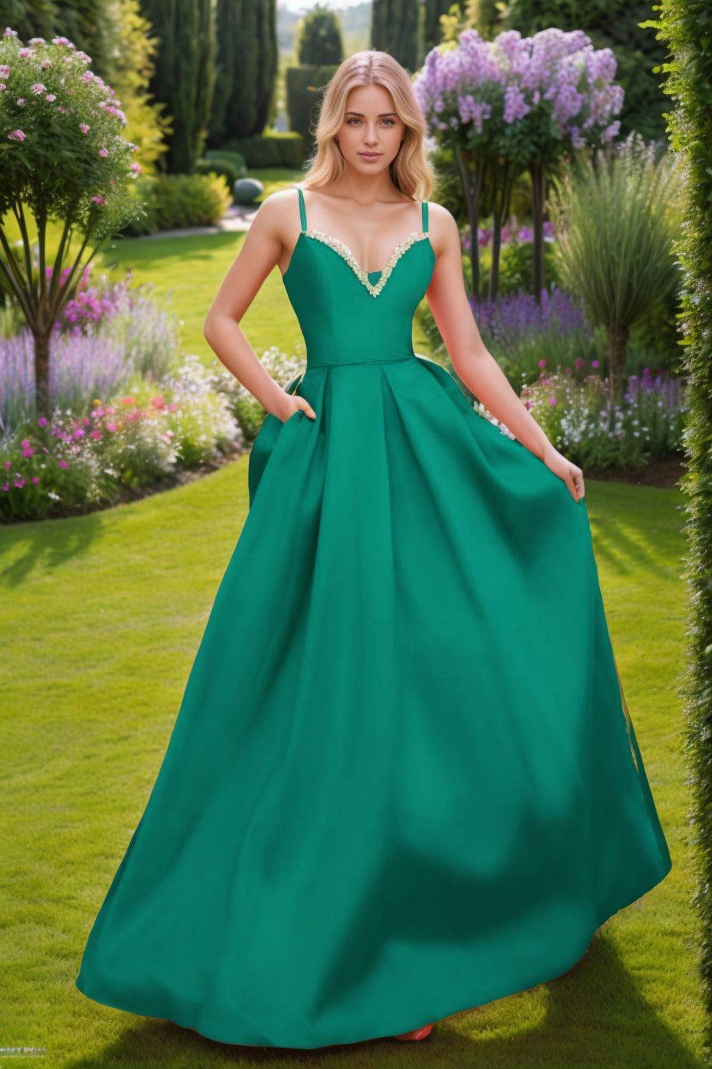 A-Line Floor Length Satin Prom Dress CS0451