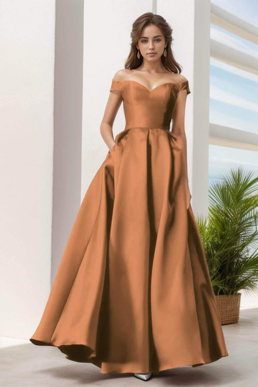 A-Line Floor Length Satin Prom Dress CS0408