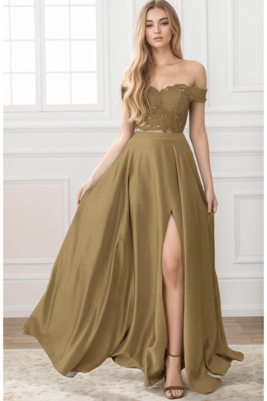 A-Line Sweep-Brush Train Elastic Satin Prom Dress CS0414