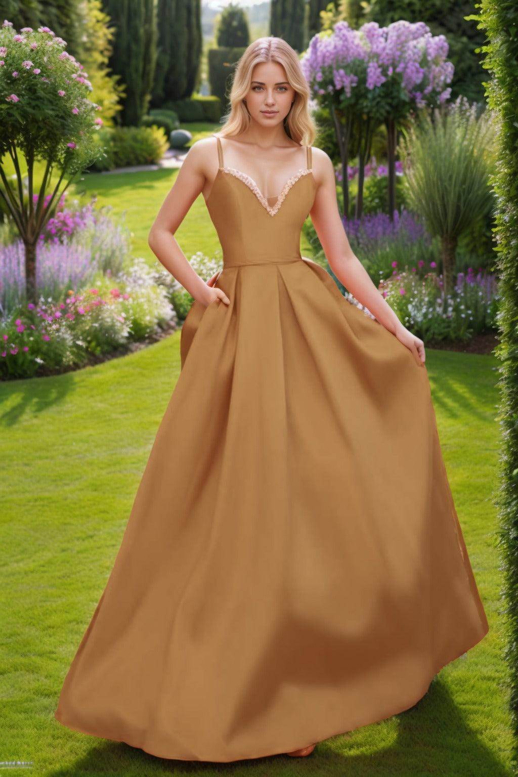 A-Line Floor Length Satin Prom Dress CS0451