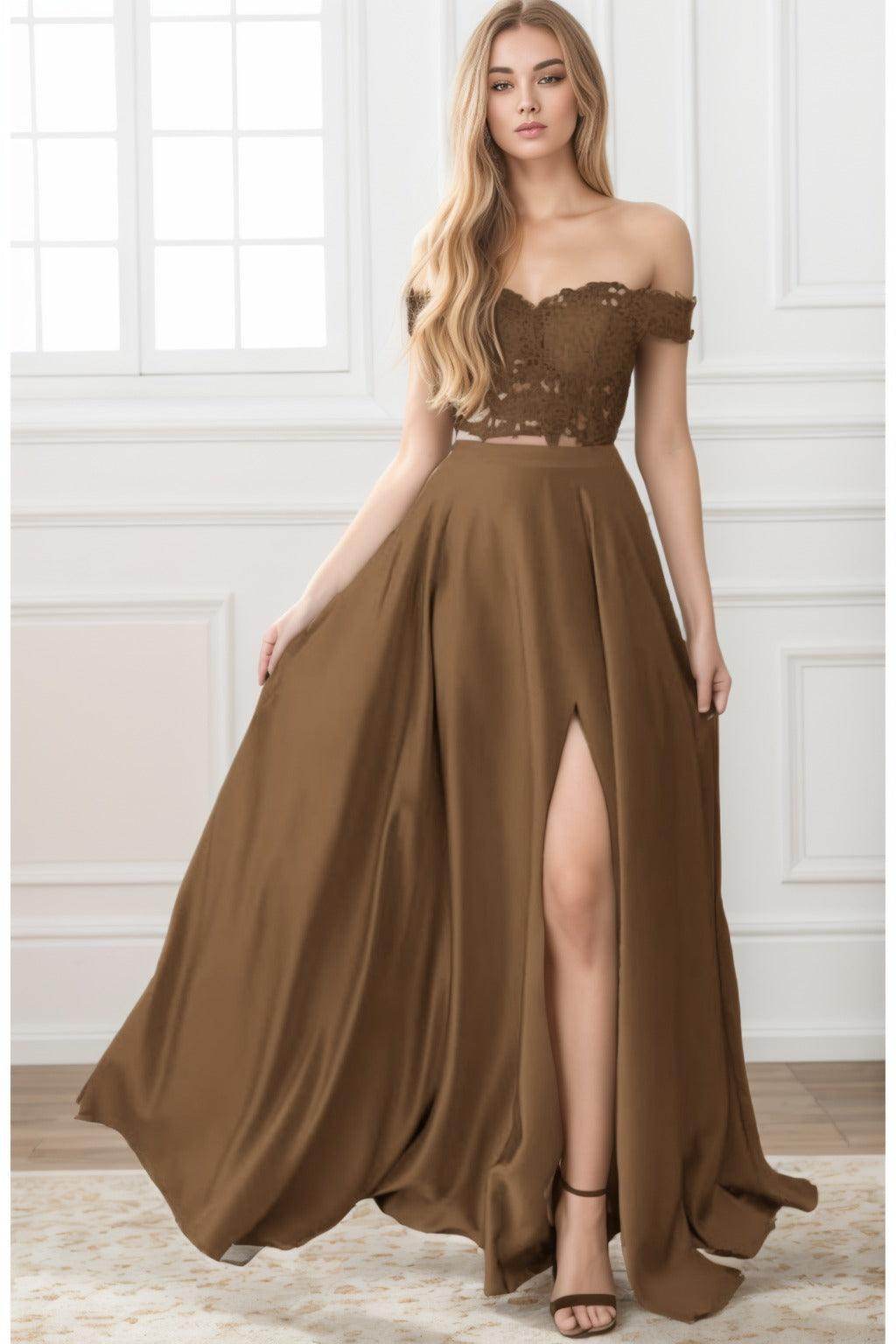 A-Line Sweep-Brush Train Elastic Satin Prom Dress CS0414
