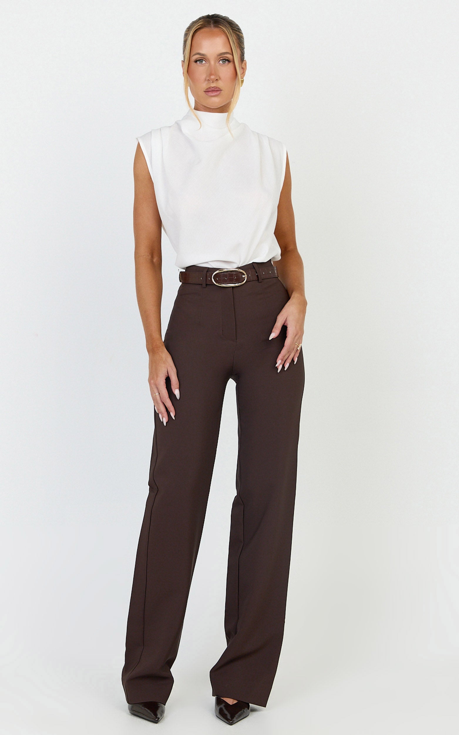 Arianae Top - High Neck Top in White