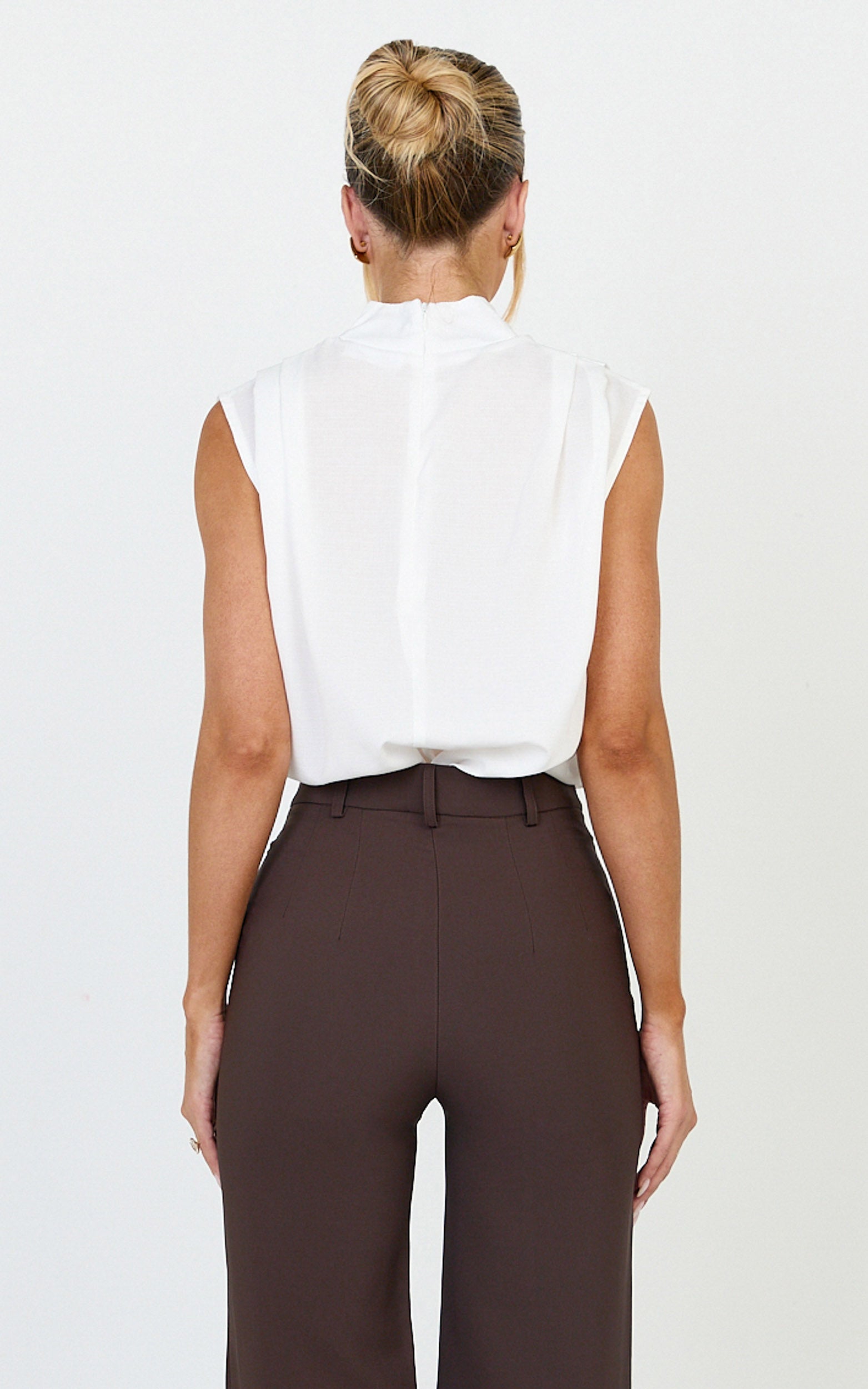 Arianae Top - High Neck Top in White