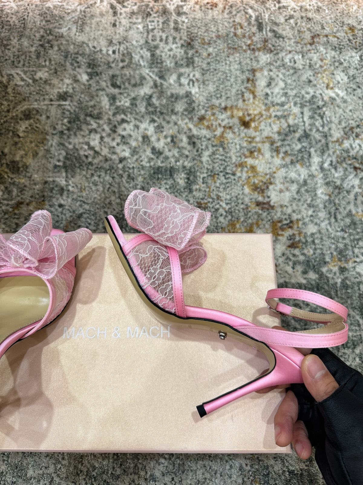 Mach 26 Sandal Heel 90mm Pink in Lace 804311