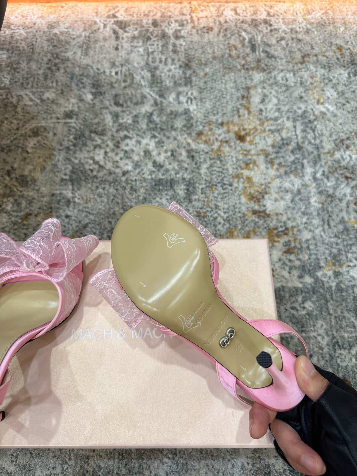 Mach 26 Sandal Heel 90mm Pink in Lace 804311