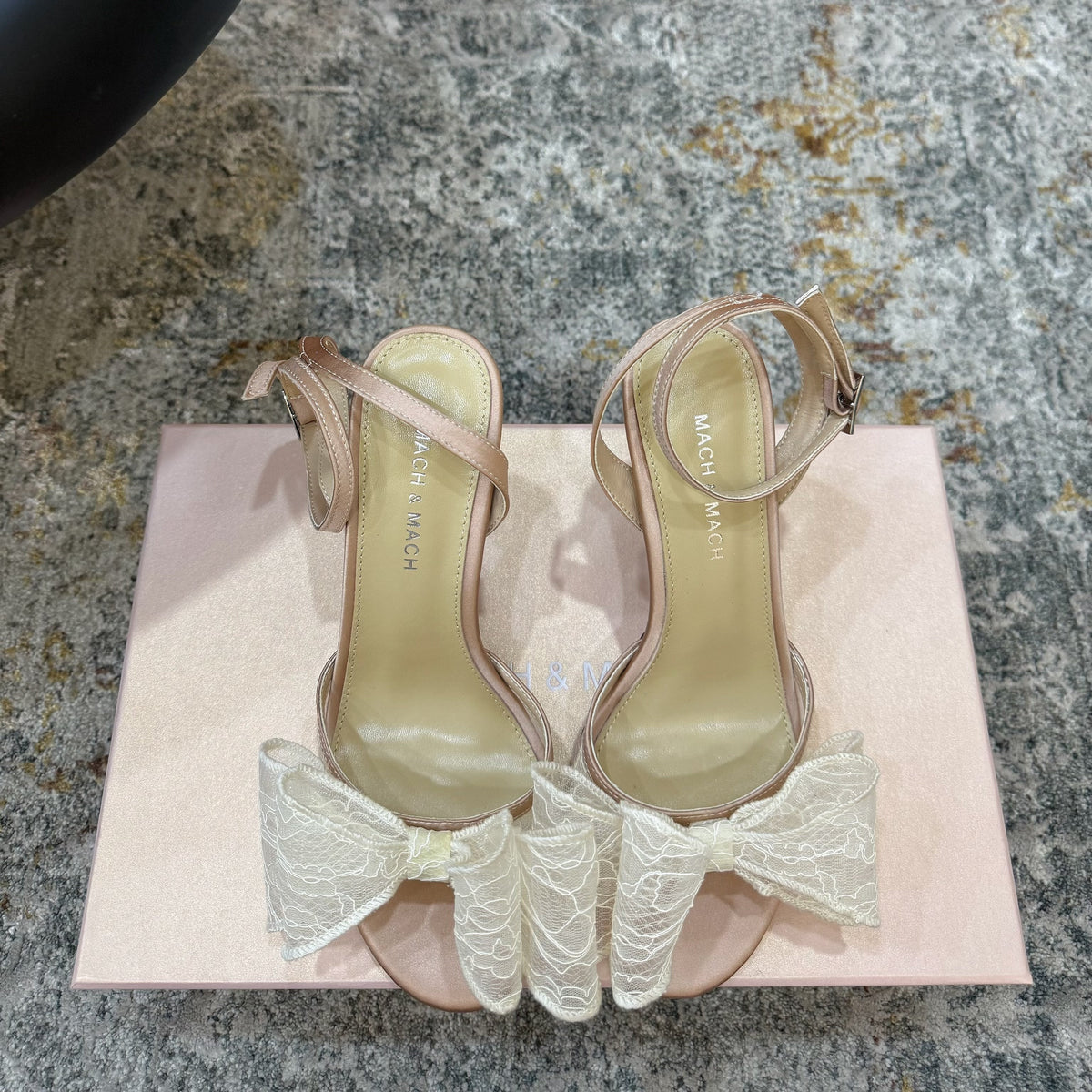 Mach 26 Sandal Heel 90mm Nude Beige in Lace 804310