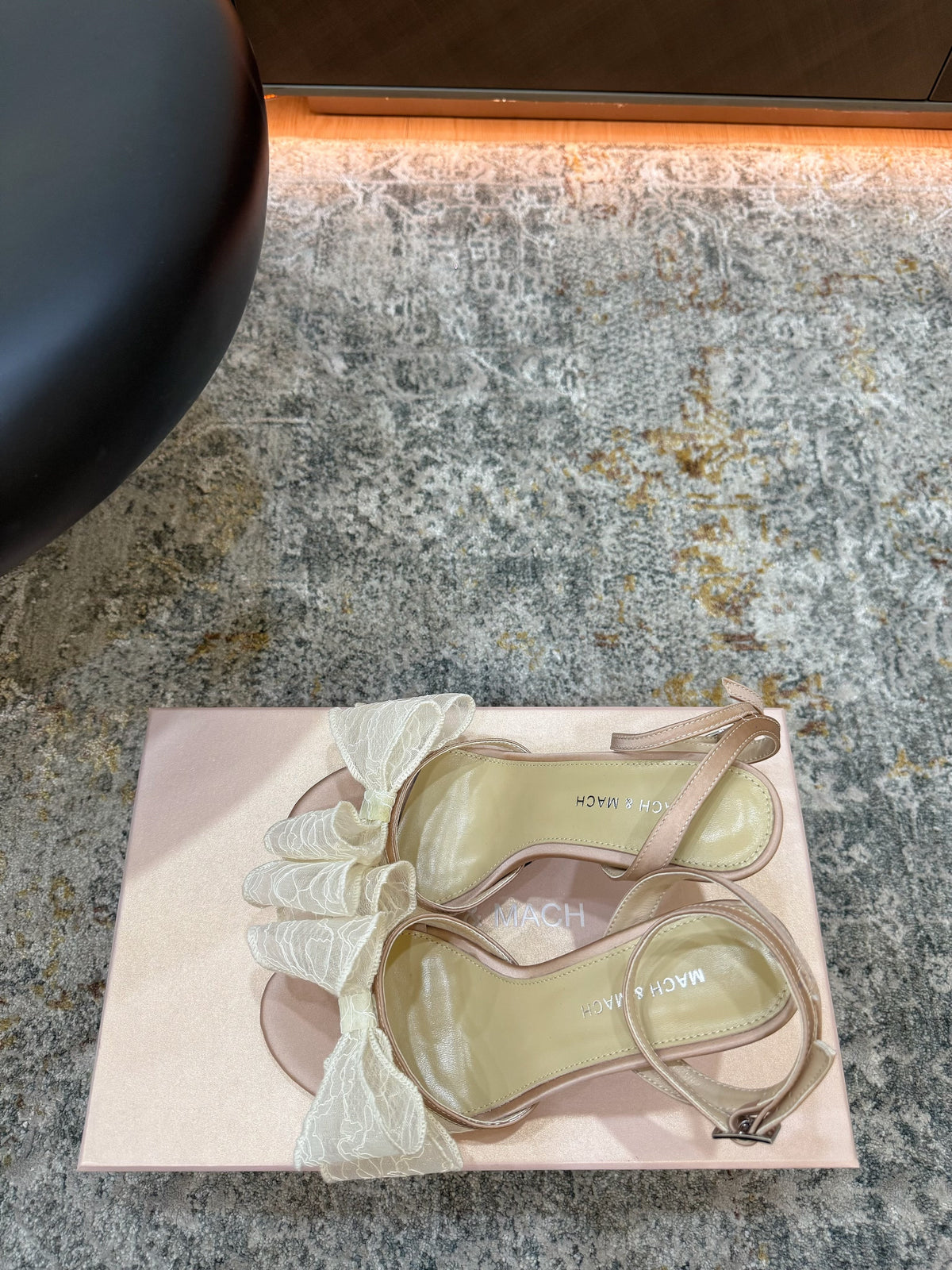 Mach 26 Sandal Heel 90mm Nude Beige in Lace 804310