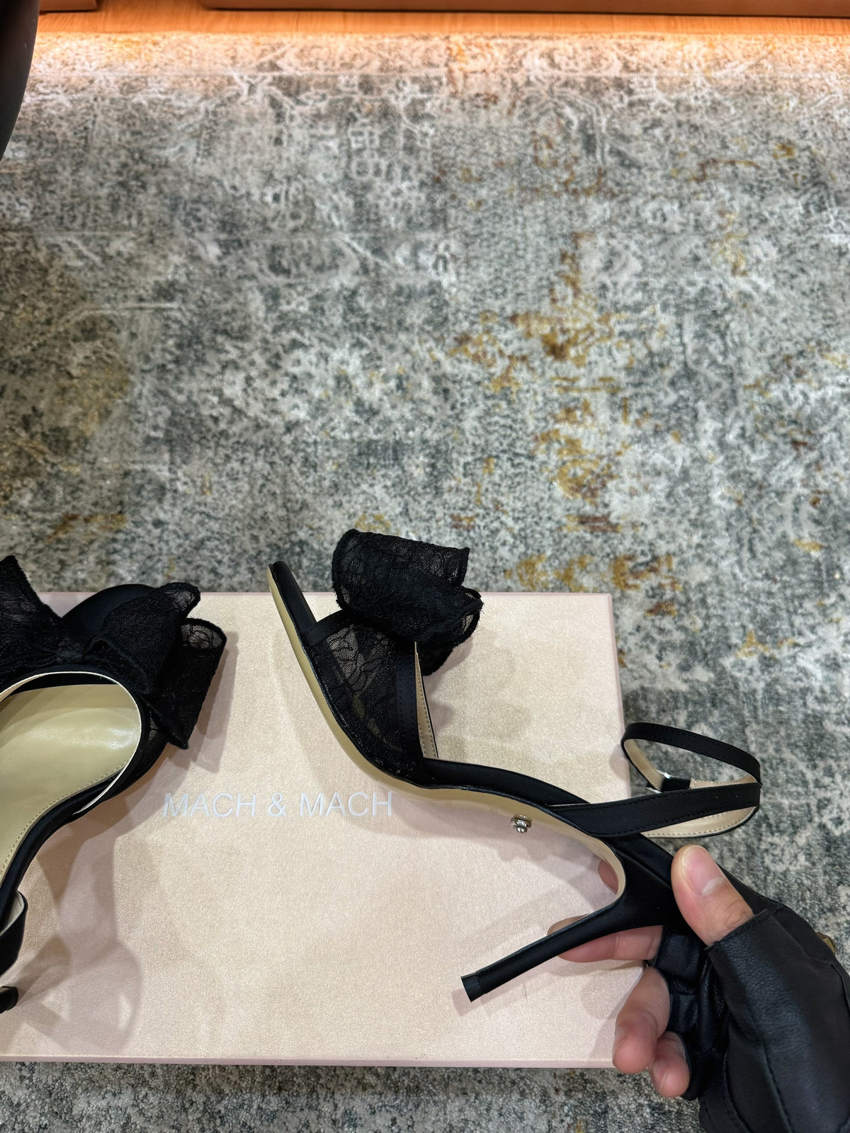 Mach 26 Sandal Heel 90mm Black in Lace 804309