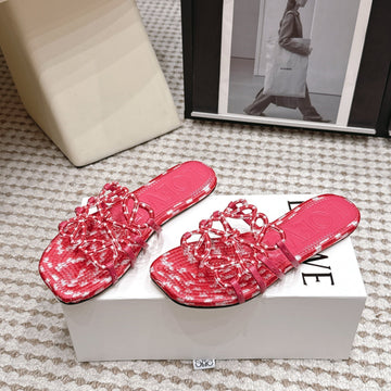 Loe 26 Openwork Woven Sandals Pink in Leather 813534