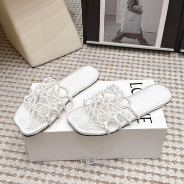 Loe 26 Openwork Woven Sandals White in Leather 813535