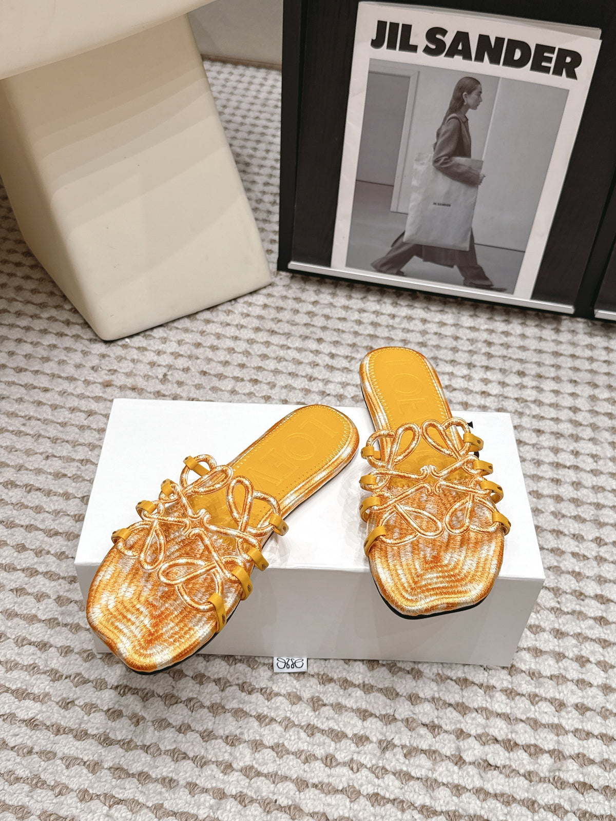 Loe 26 Openwork Woven Sandals Yellow in Leather 813536