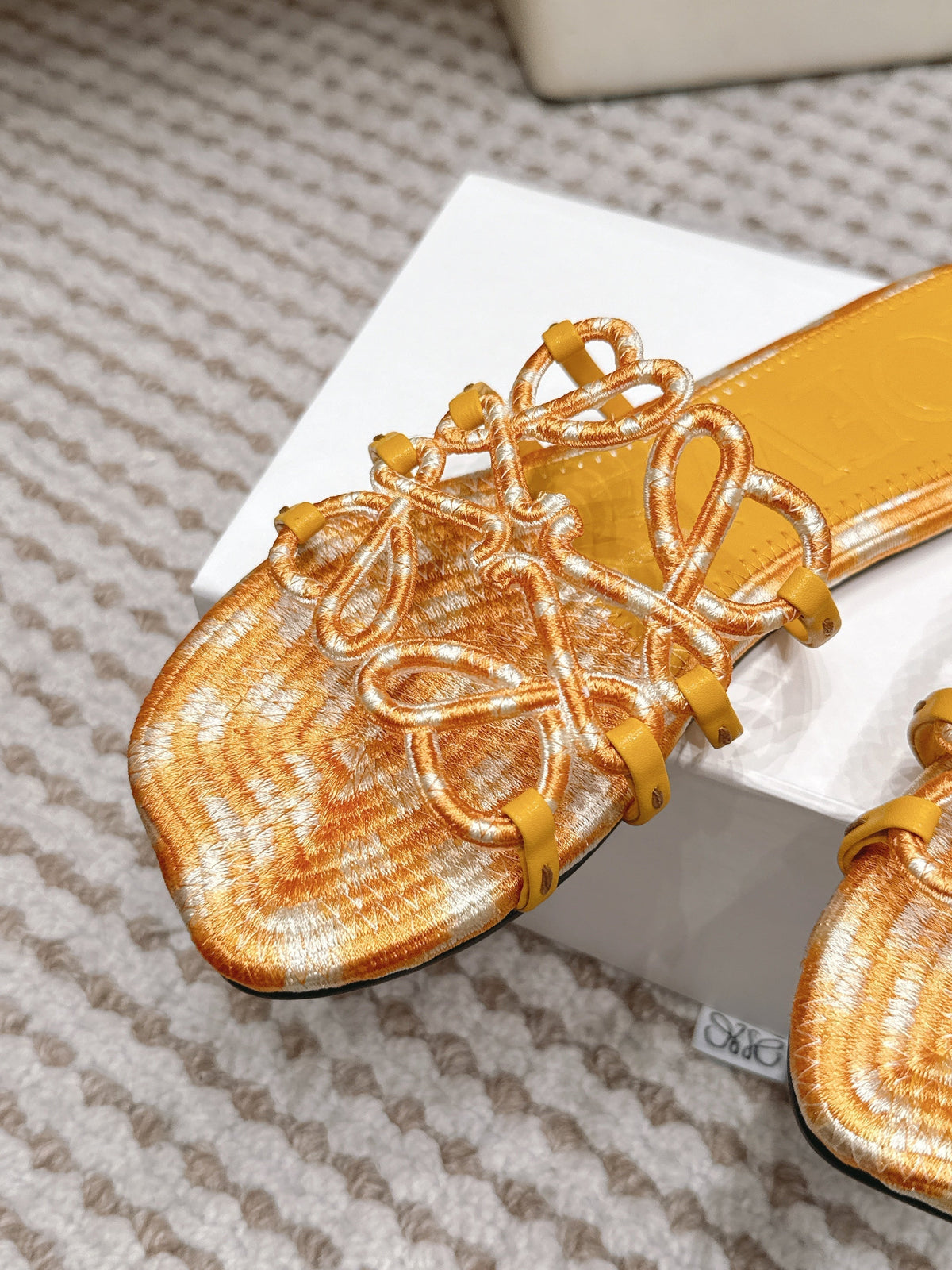 Loe 26 Openwork Woven Sandals Yellow in Leather 813536