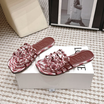 Loe 26 Openwork Woven Sandals Burgundy in Leather 813537