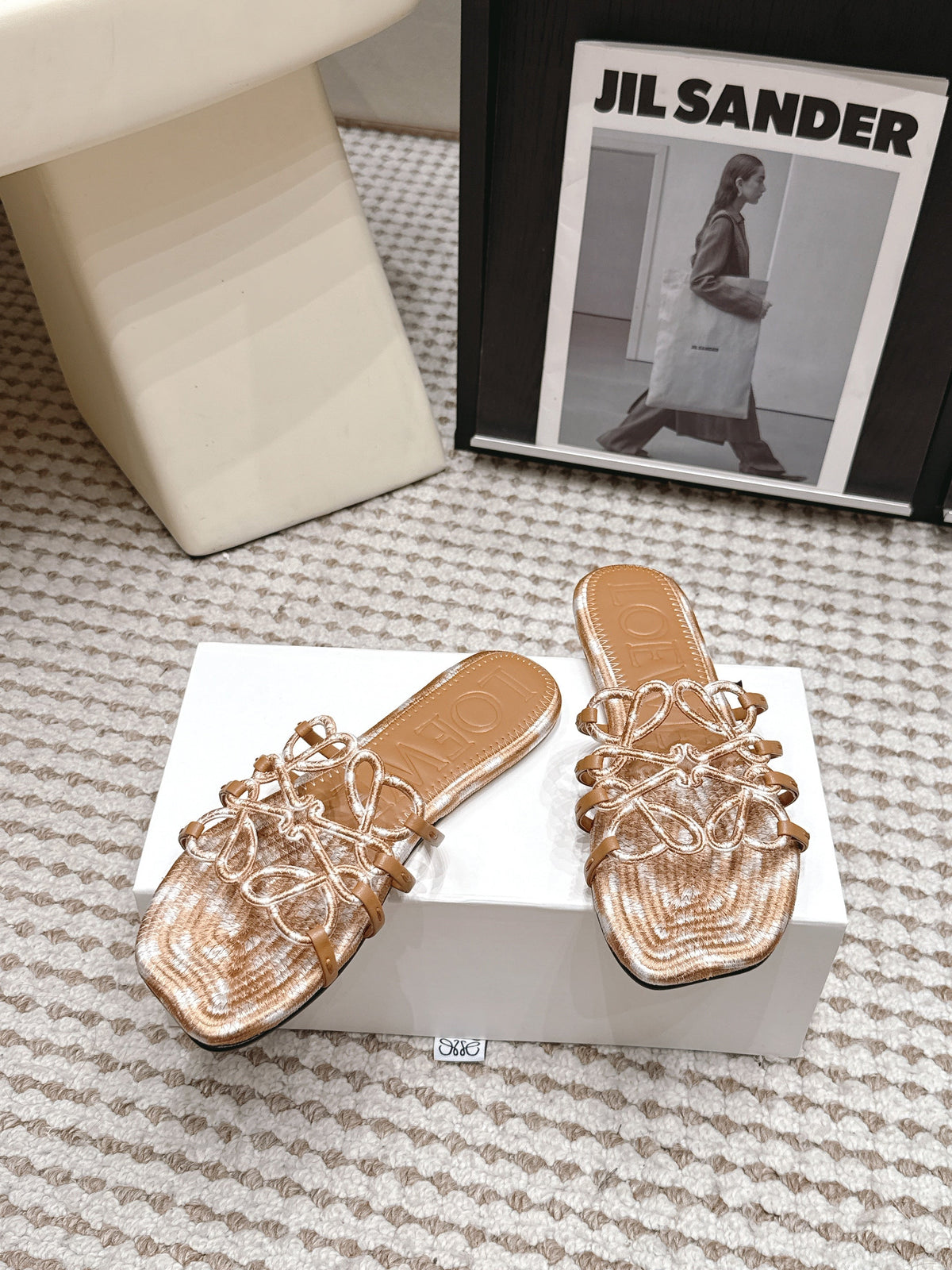 Loe 26 Openwork Woven Sandals Light Brown in Leather 813538