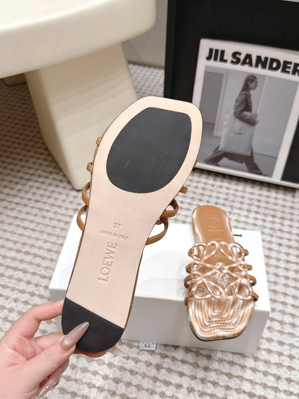 Loe 26 Openwork Woven Sandals Light Brown in Leather 813538