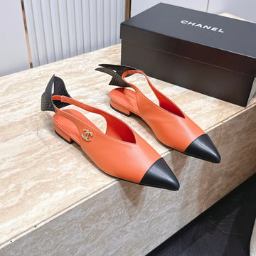 CC Métiers d'Art 2026 Slingback Flats Coral Orange Lambskin 898975