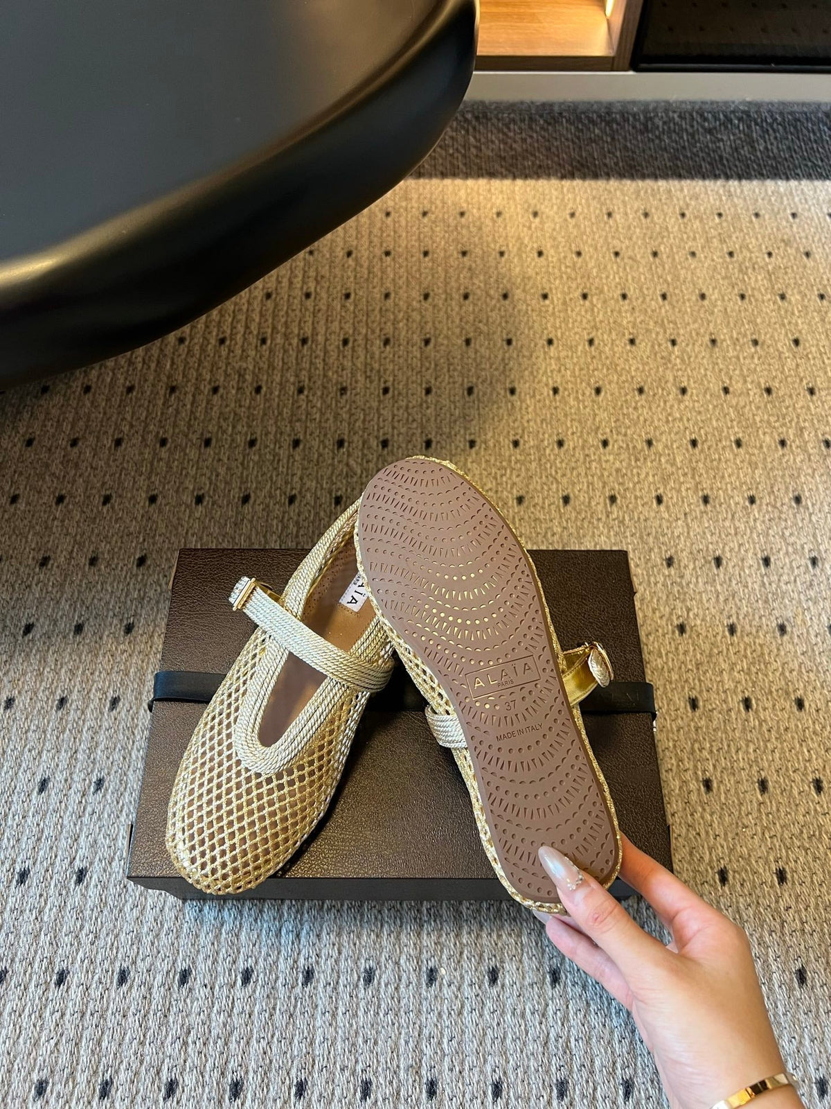 Alaia 26ss Fishnet Ballet Flats Mesh