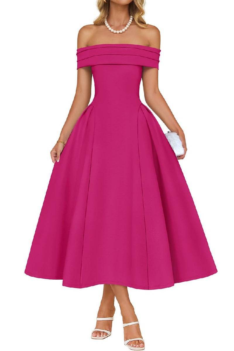 A-Line Midi Satin Formal Wedding Guest Dresses B0DS8NJRR3