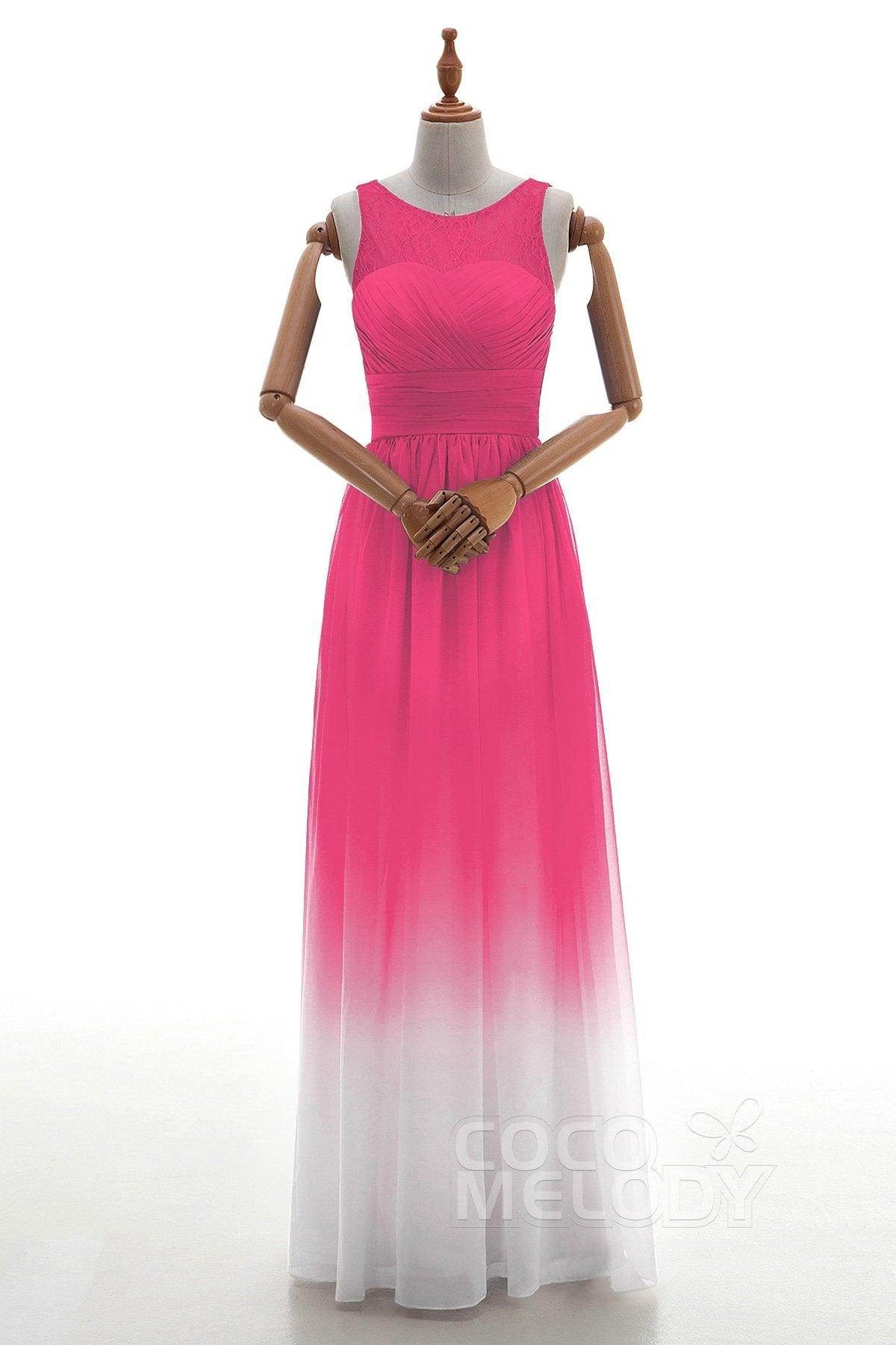 Sheath Floor Length Chiffon Lace Bridesmaid Dress Formal Dresses BD160002