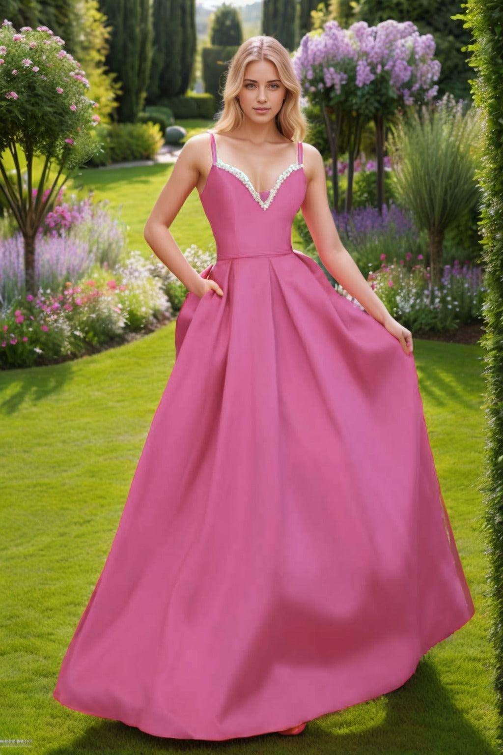 A-Line Floor Length Satin Prom Dress CS0451