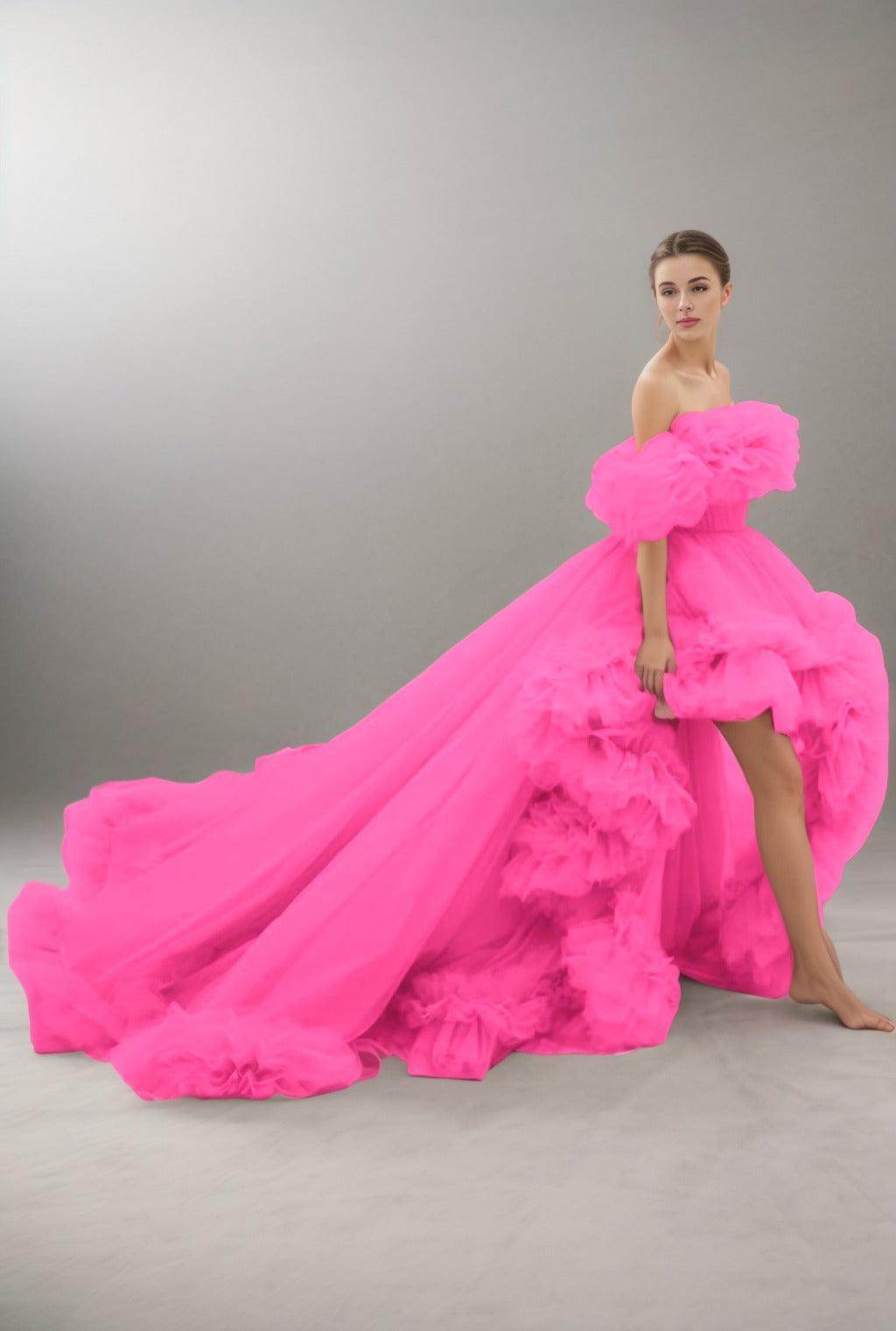 A-Line Court Train Tulle Prom Dress CS0406