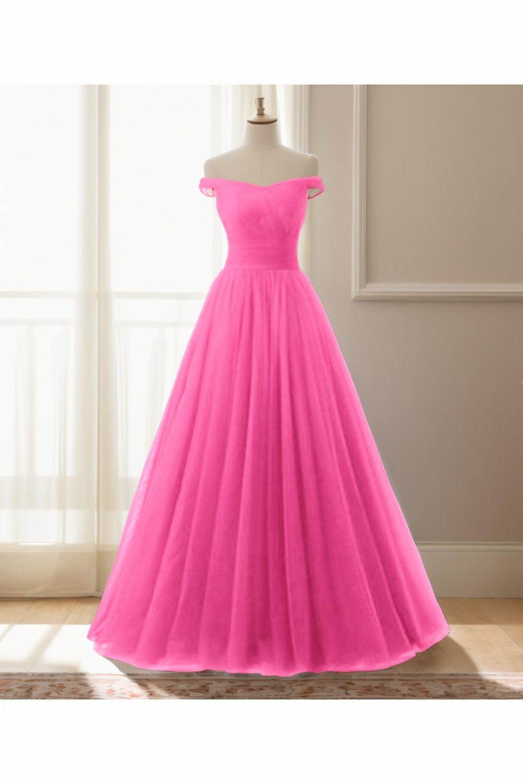 A-Line Floor Length Tulle Prom Dress CS0459