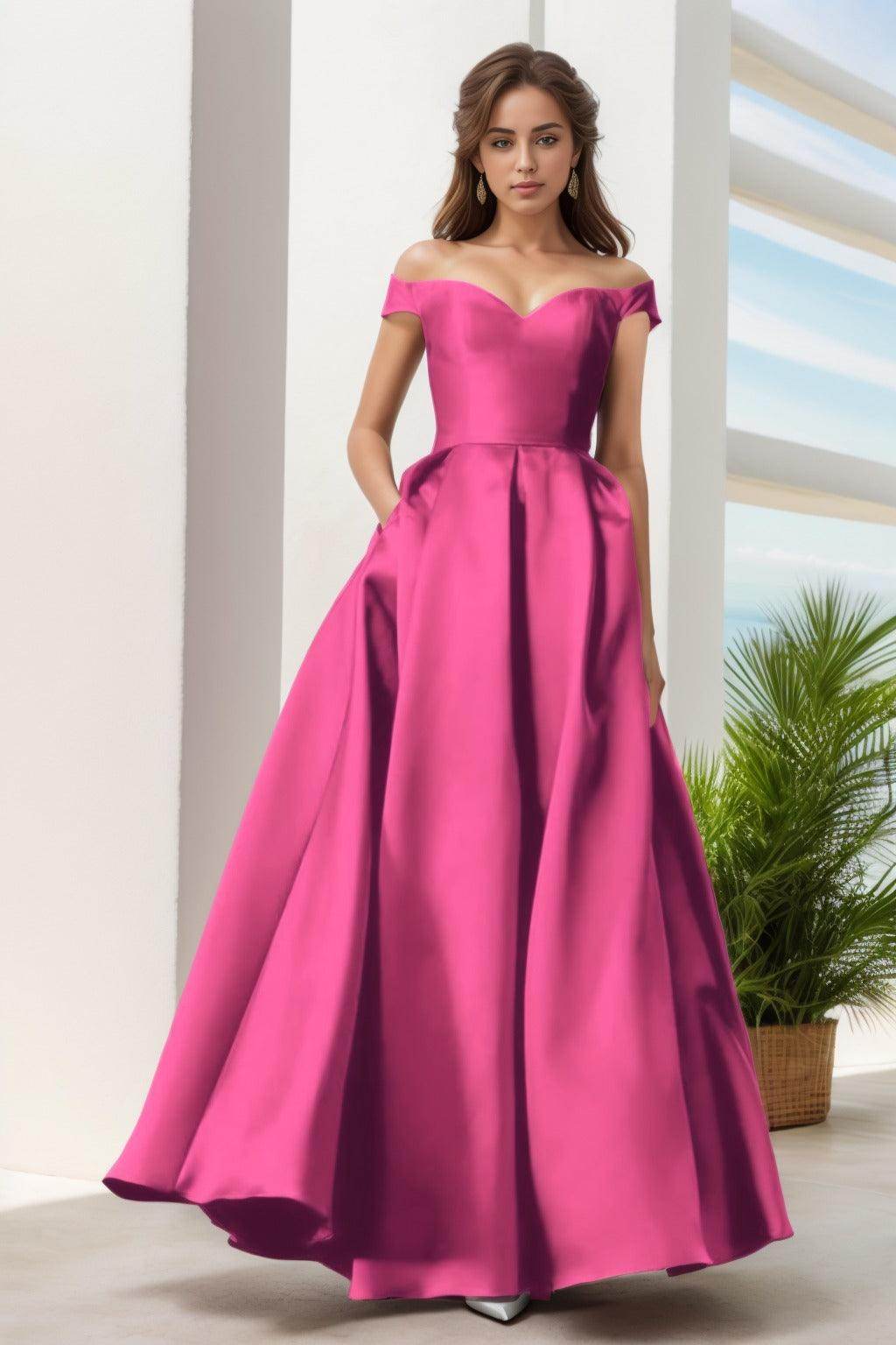 A-Line Floor Length Satin Prom Dress CS0408