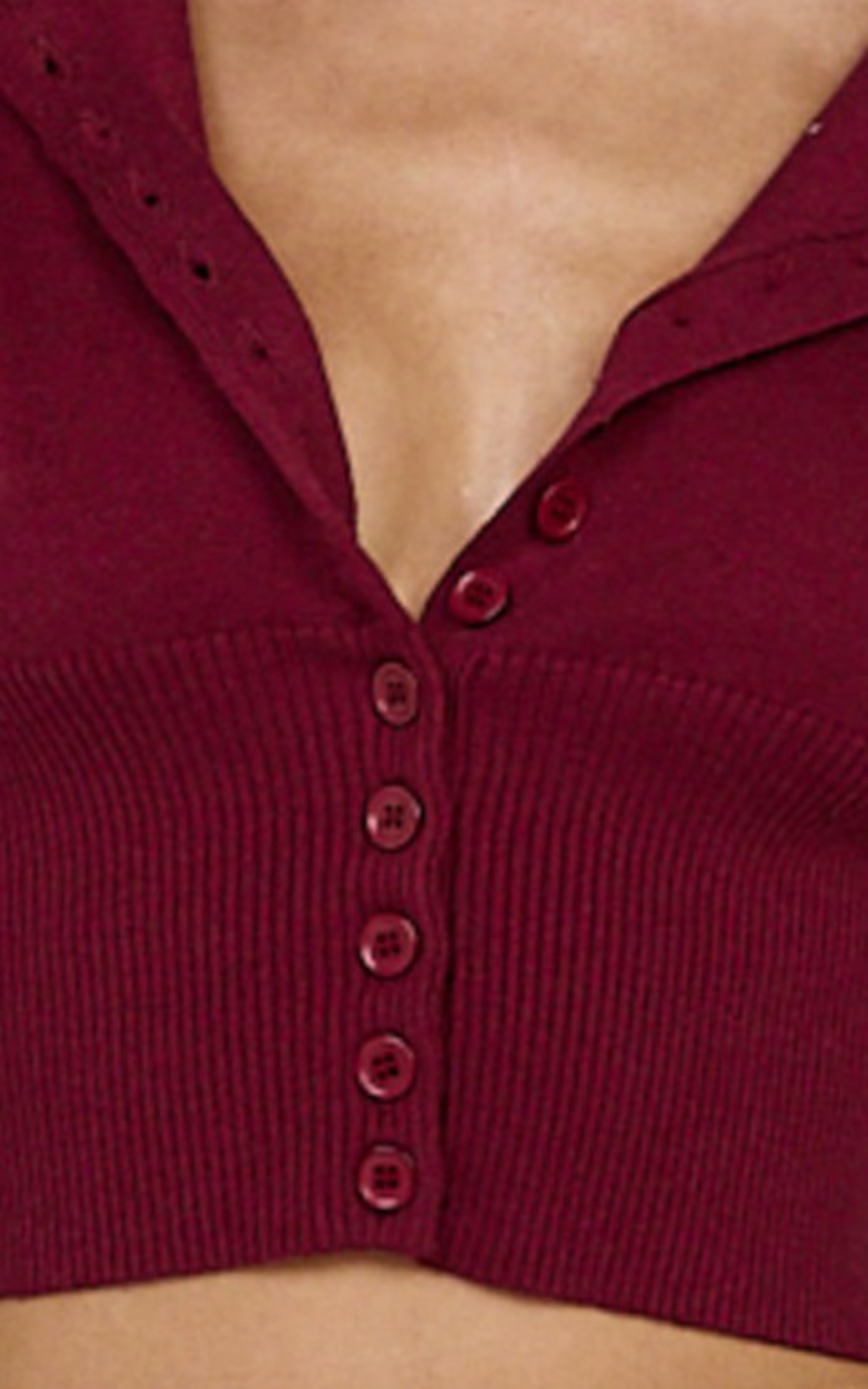 Ramsey Cardigan - Recycled Contoured Waist Button Down Cardigan in Wine