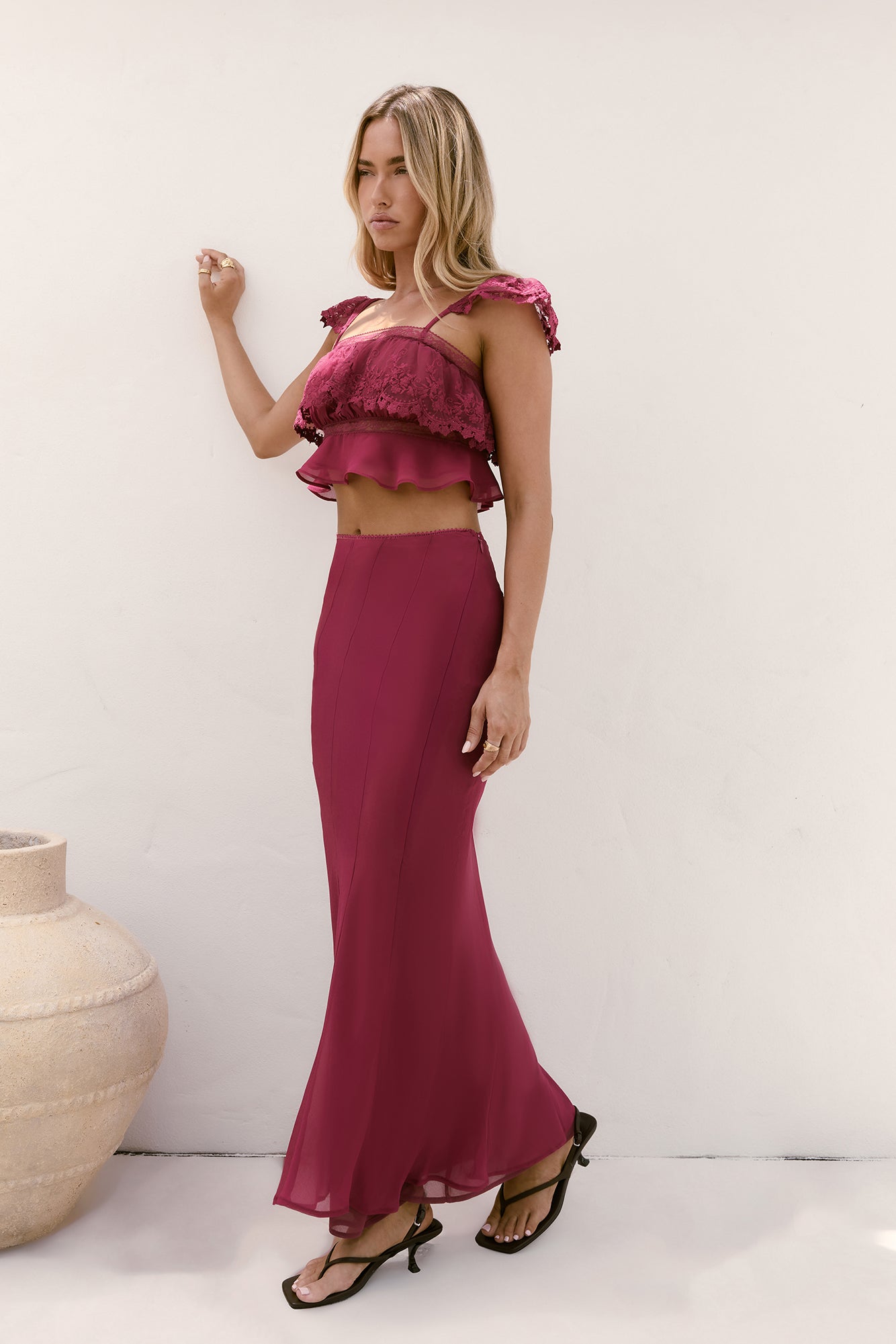 Sweet Silhouette Maxi Skirt Berry