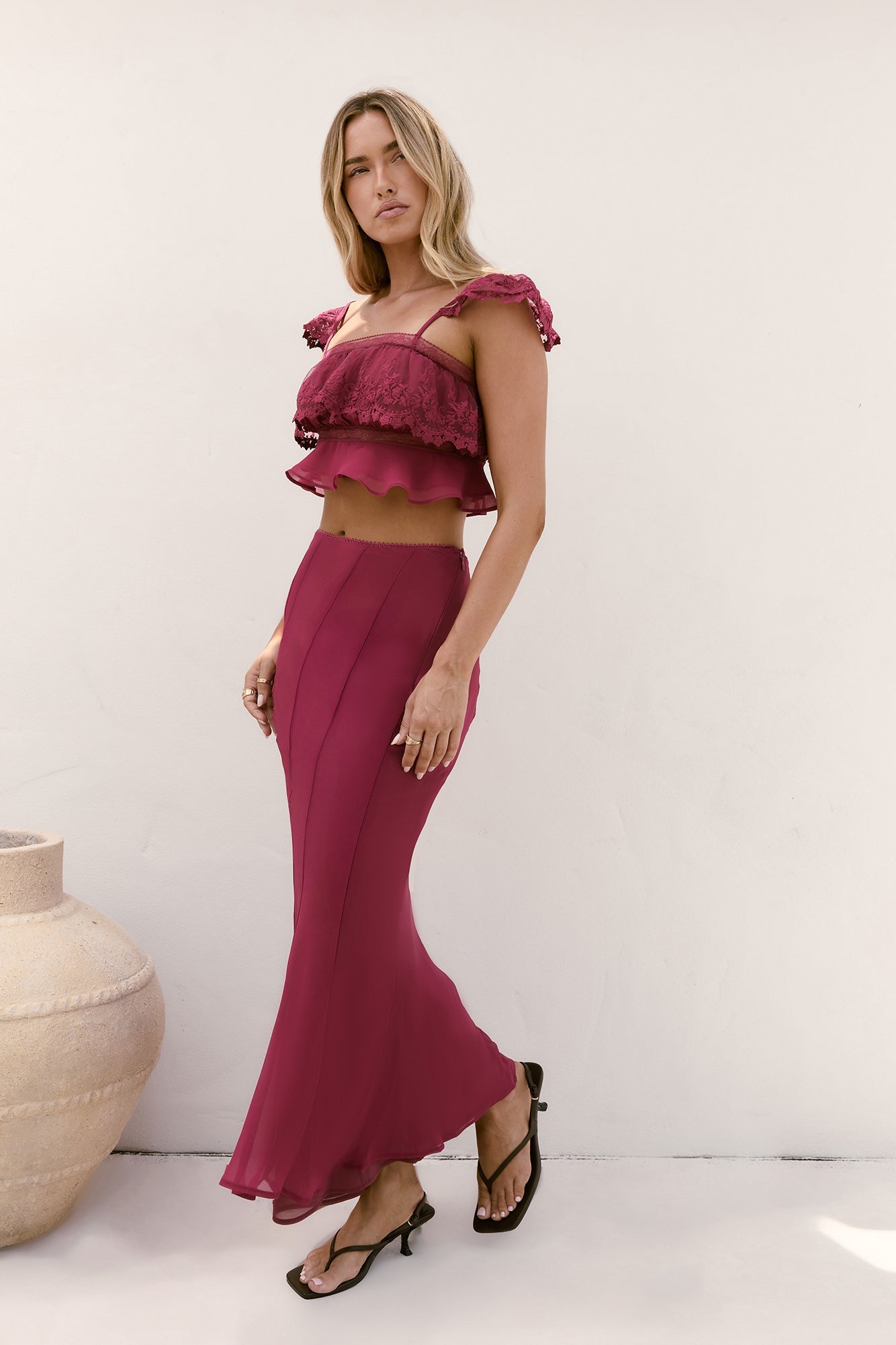 Sweet Silhouette Maxi Skirt Berry