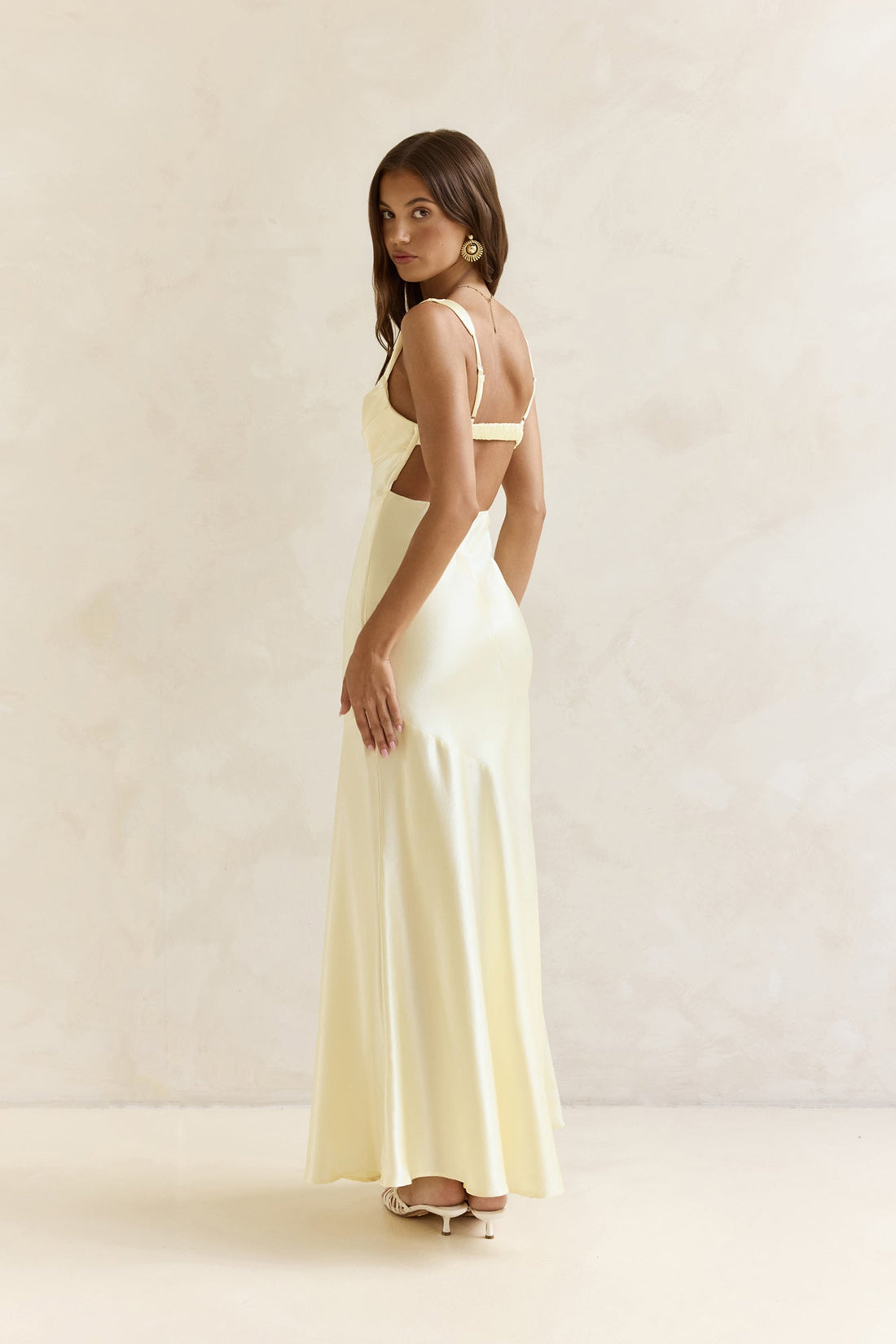 Wish From An Angel Satin Maxi Dress Yellow