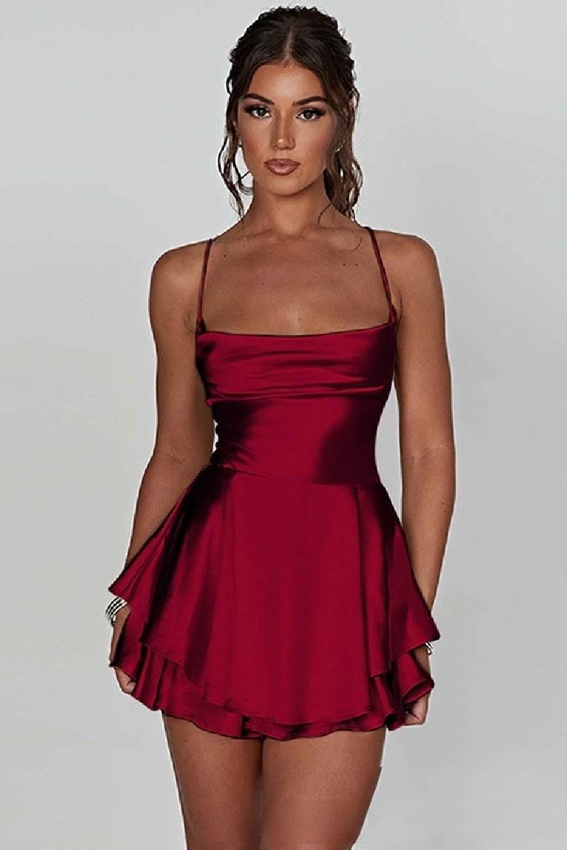 Short Mini Spaghetti Spandex Satin Cocktail Guest Dresses 911969027491