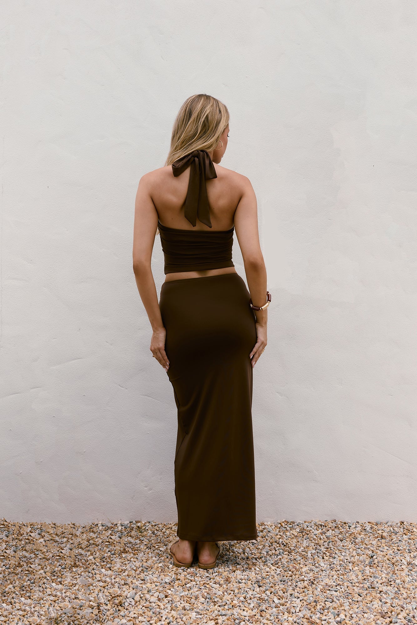 Jeni Halter Crop Top Brown